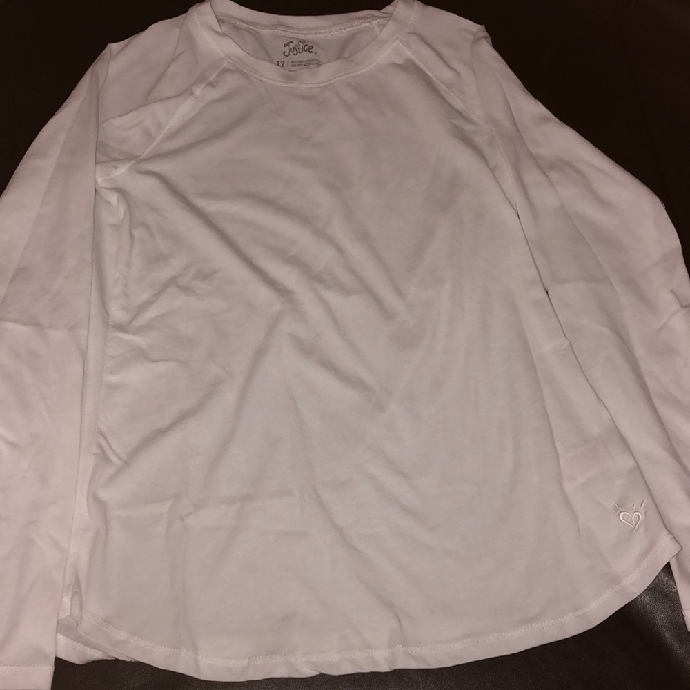 Short sleeve white shirt. By justice. Thin shirt.